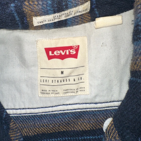 Levi’s Wool Blend Button Up Stripe Shirt Men Medium - Picture 4 of 4